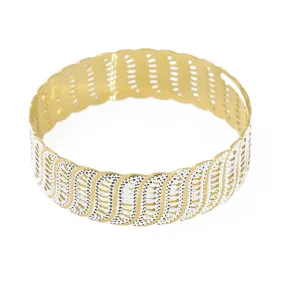 22K Multi Tone Gold Bangle W/ Connected S-Shaped Accents