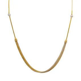 22K Multi Tone Gold Chain W/ Yellow & White Gold Draped Chain Accent