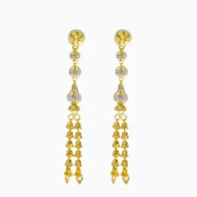 22K Multi Tone Gold Drop Earrings W/ Gold Tassels & Sculpted Gold Ball Accents