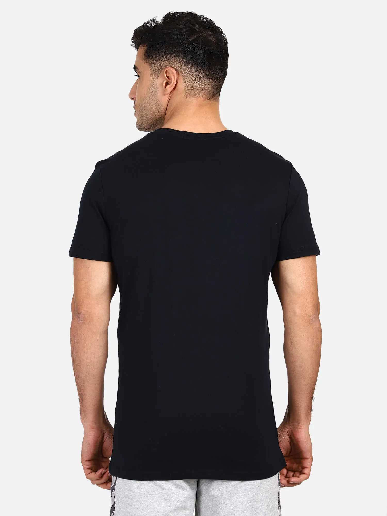 Asser Men Cotton Black T-Shirt