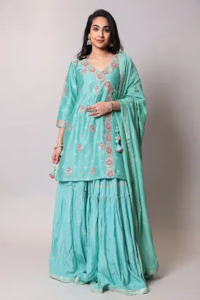 Bandhej Cotton silk Suit with Gota Patti, Thread work.