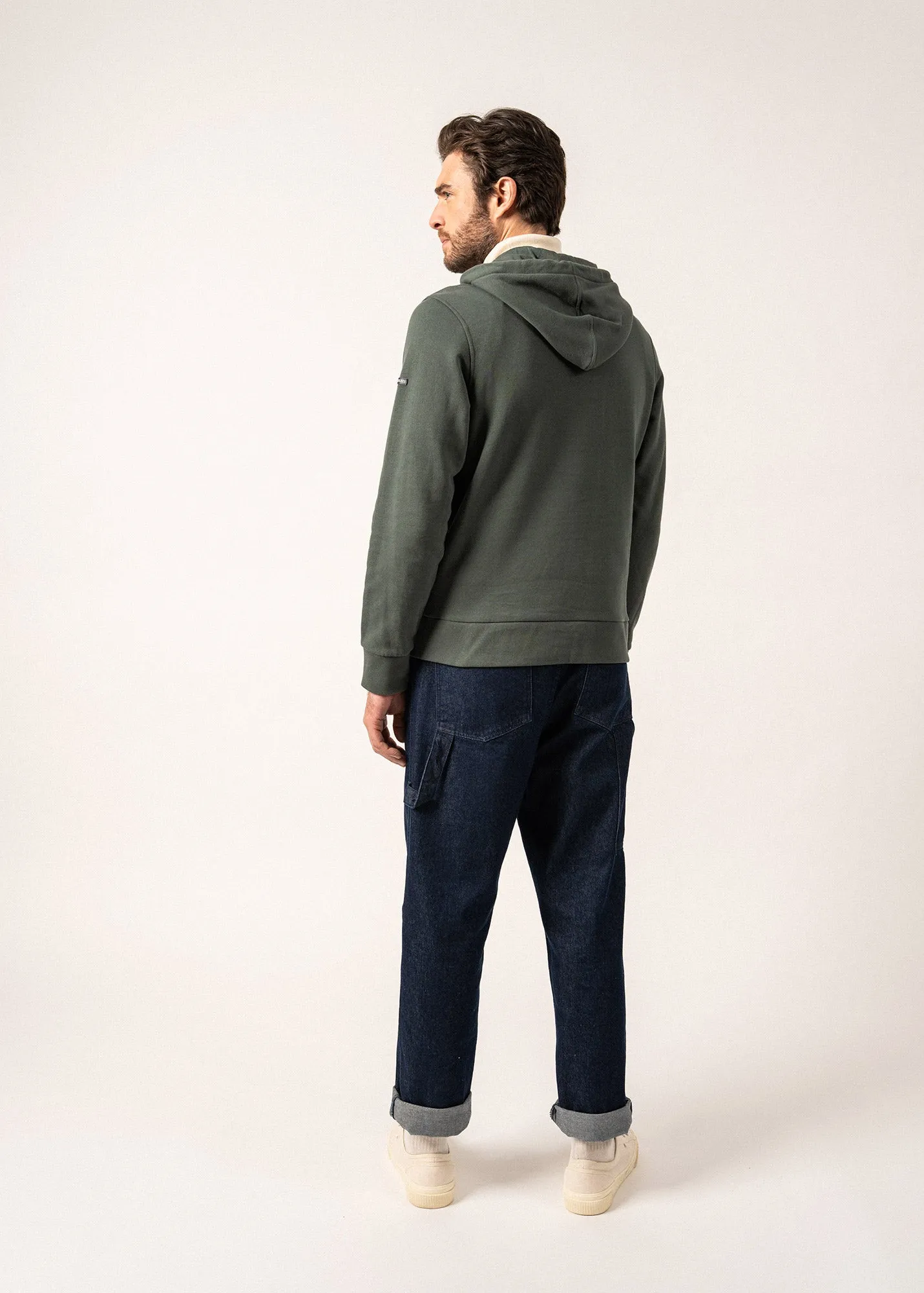 Benji hooded sweatshirt - plain, in fleece (VEGETAL)