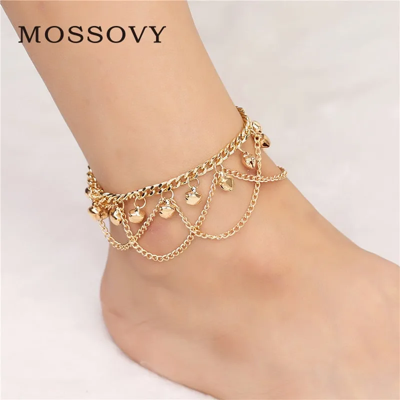 Bohemian Gold Bell Anklets for Women Charm Leg Bracelet Fashion