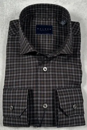 Calder Carmel Melange Twill Gingham Sport Shirt in Smoke