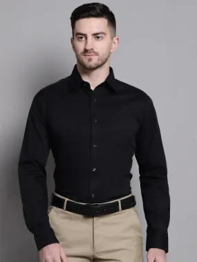 Cantabil Cotton Blend Black Solid Full Sleeve Regular Fit Formal Shirt for Men with Pocket