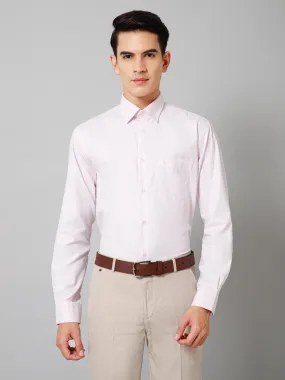 Cantabil Cotton Blend Self Design Full Sleeve Regular Fit Pink Formal Shirt for Men with Pocket