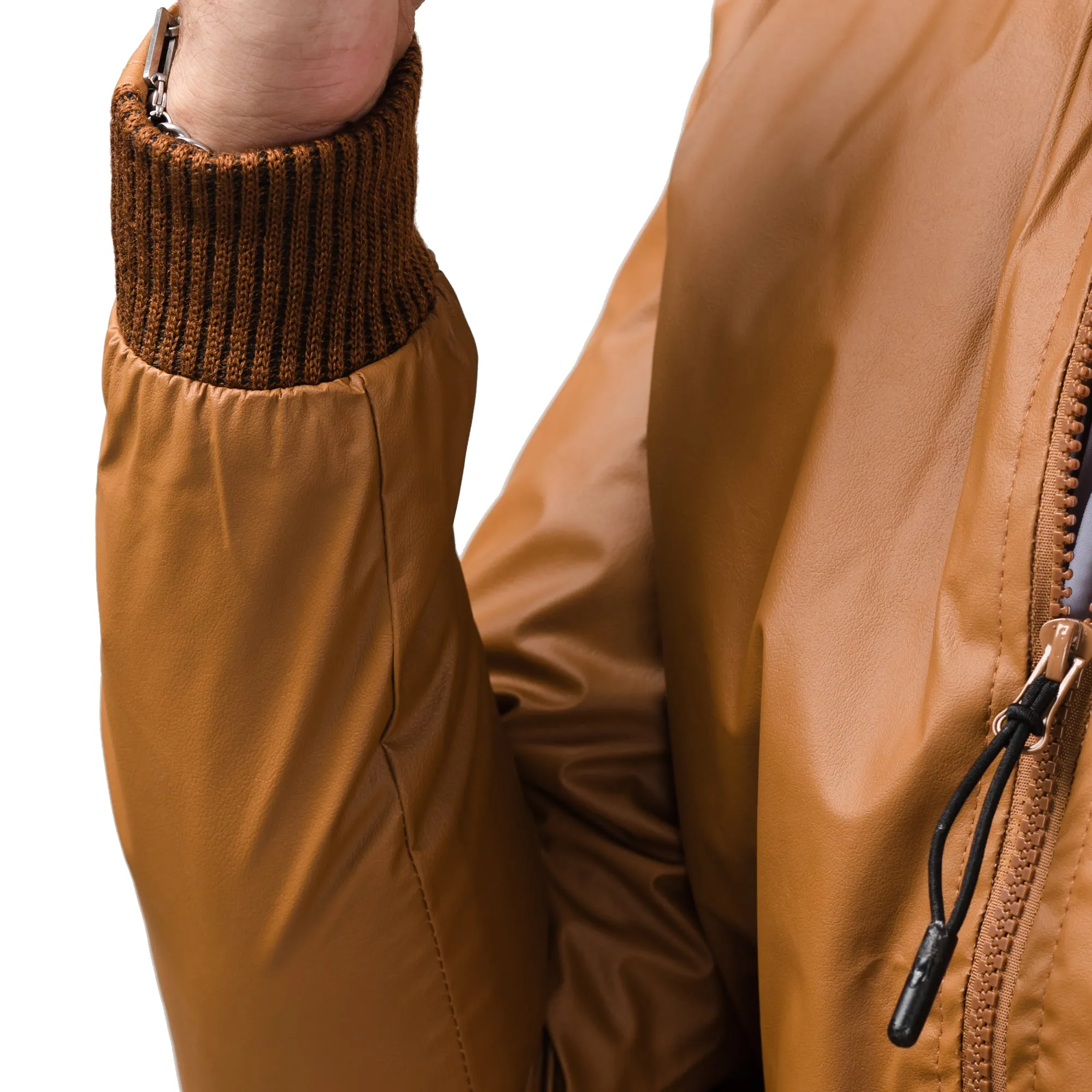 Contrast Rexine Jacket-Mustard