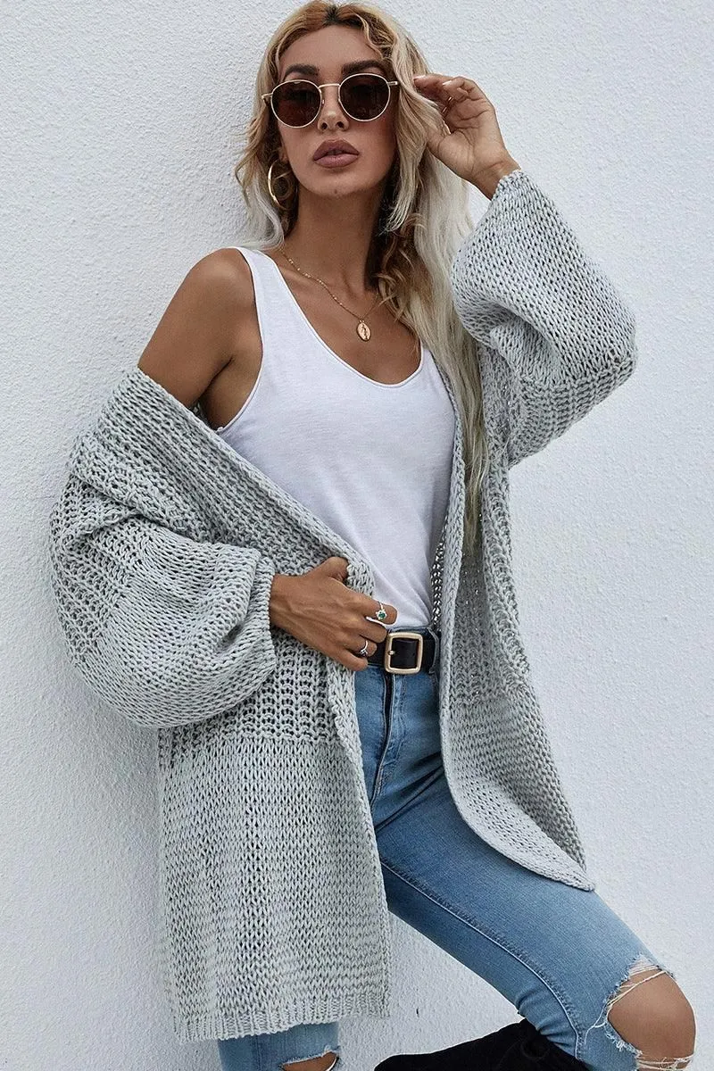 CROCHET LONG SLEEVE KNIT CARDIGAN SWEATER COATS