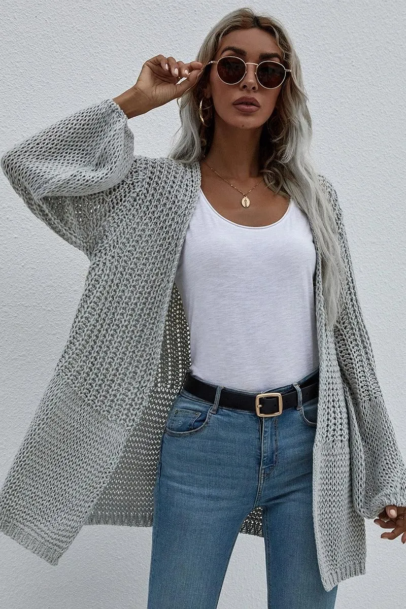 CROCHET LONG SLEEVE KNIT CARDIGAN SWEATER COATS