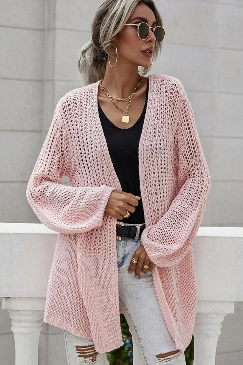 CROCHET LONG SLEEVE KNIT CARDIGAN SWEATER COATS