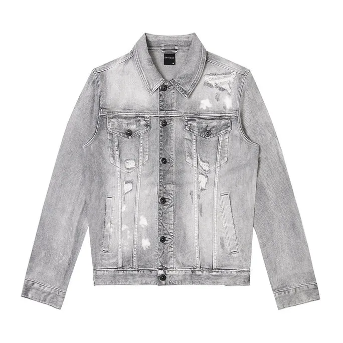 Distressed Rip & Repair Jean Jacket - Union Grey