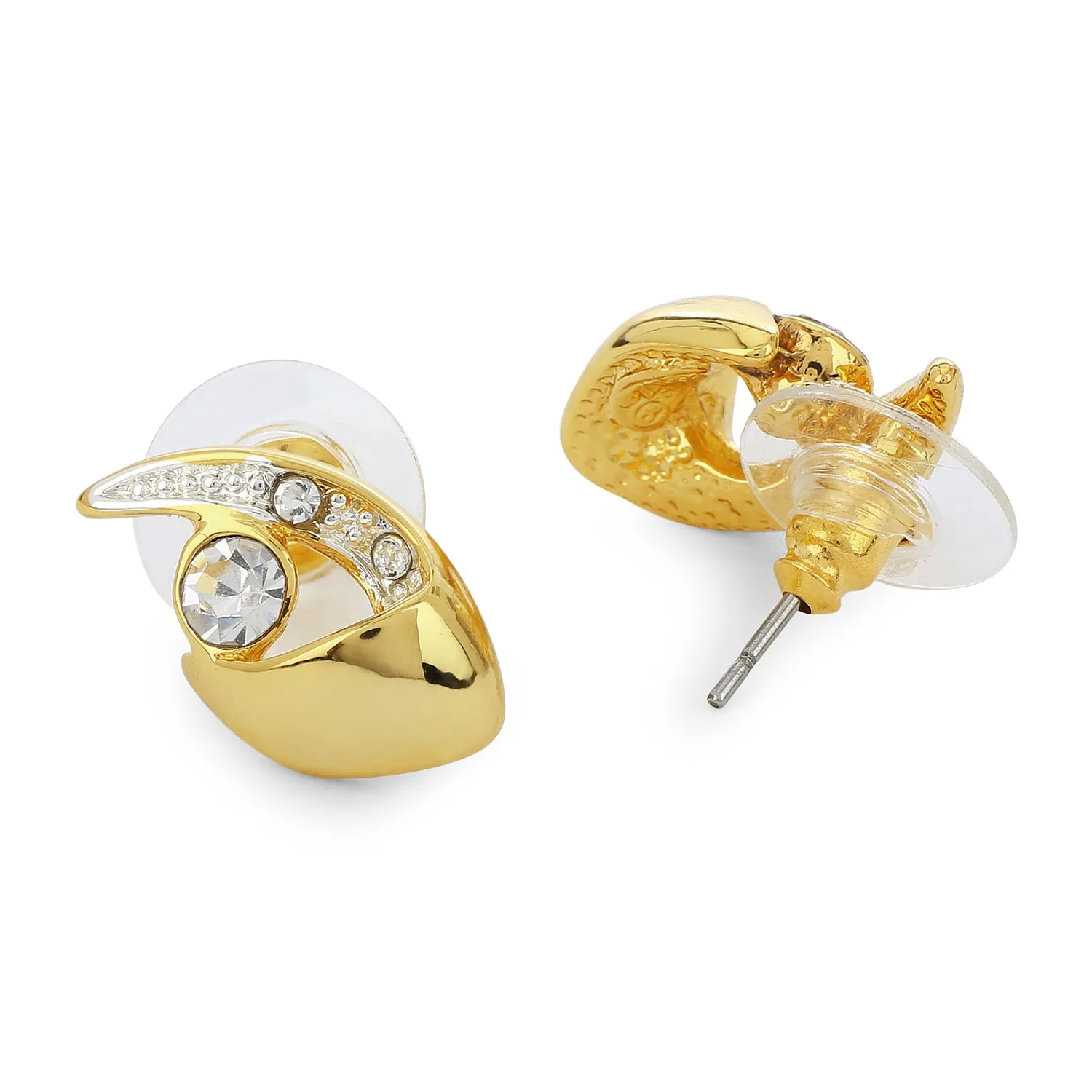 Estele Gold Plated AD Crystal Stud Earrings