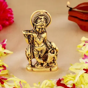 Estele Gold Plated Antique Spiritual Lord Krishna Idol for Home/Car Decor.