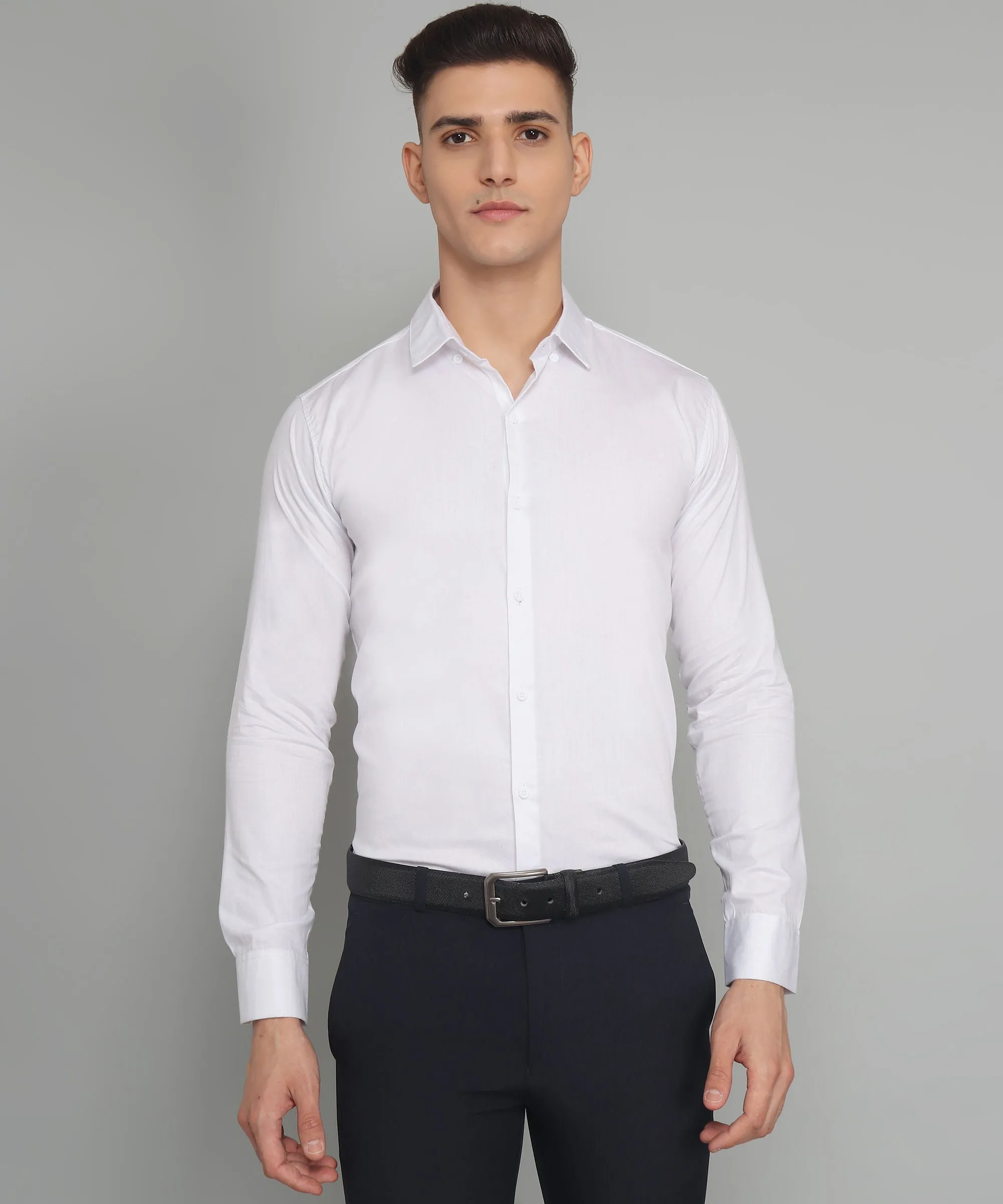 Exclusive TryBuy Premium White Button-Up Shirt for Men