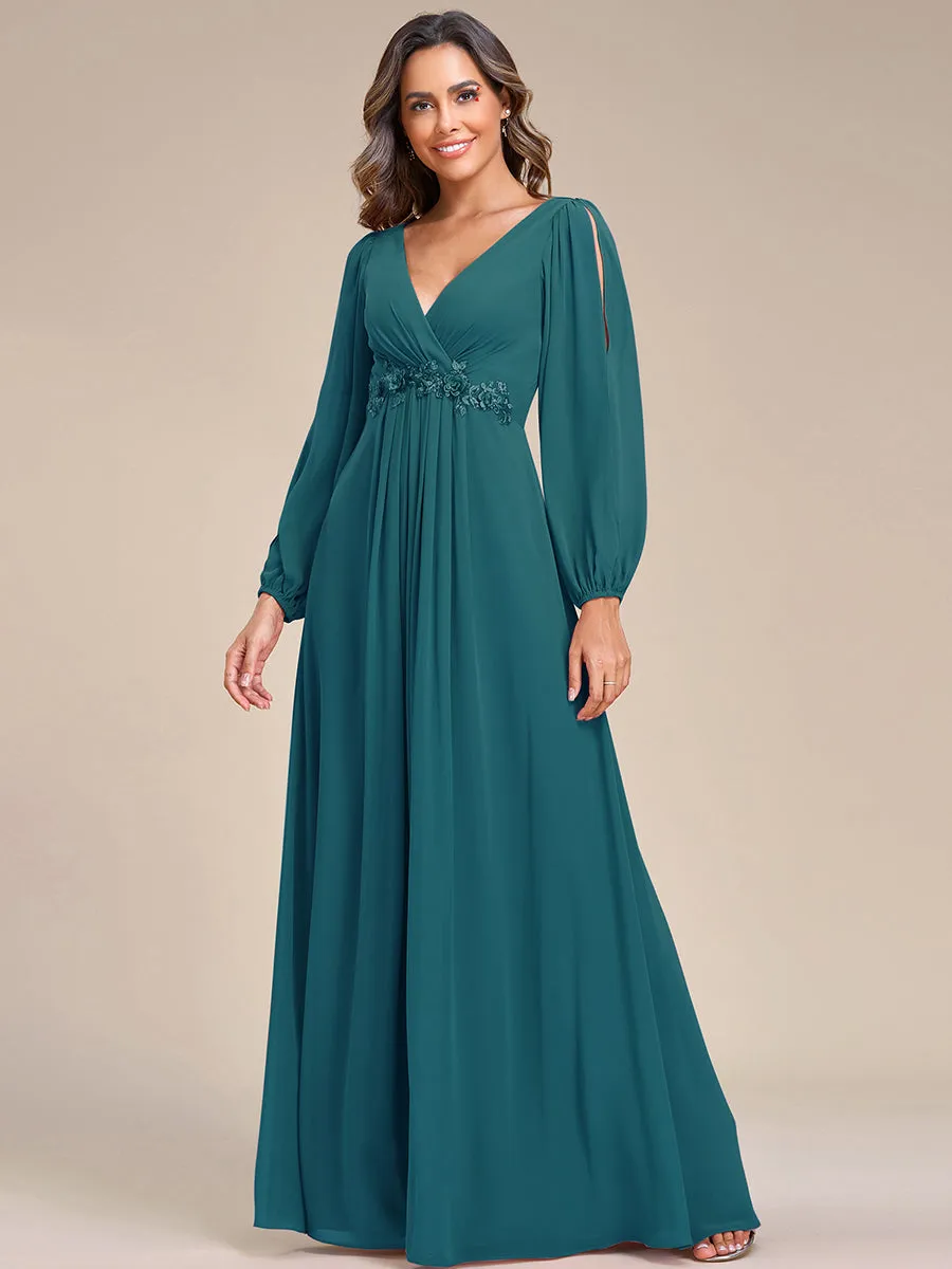 Floor Length Long Lantern Sleeves Wholesale Formal Dresses