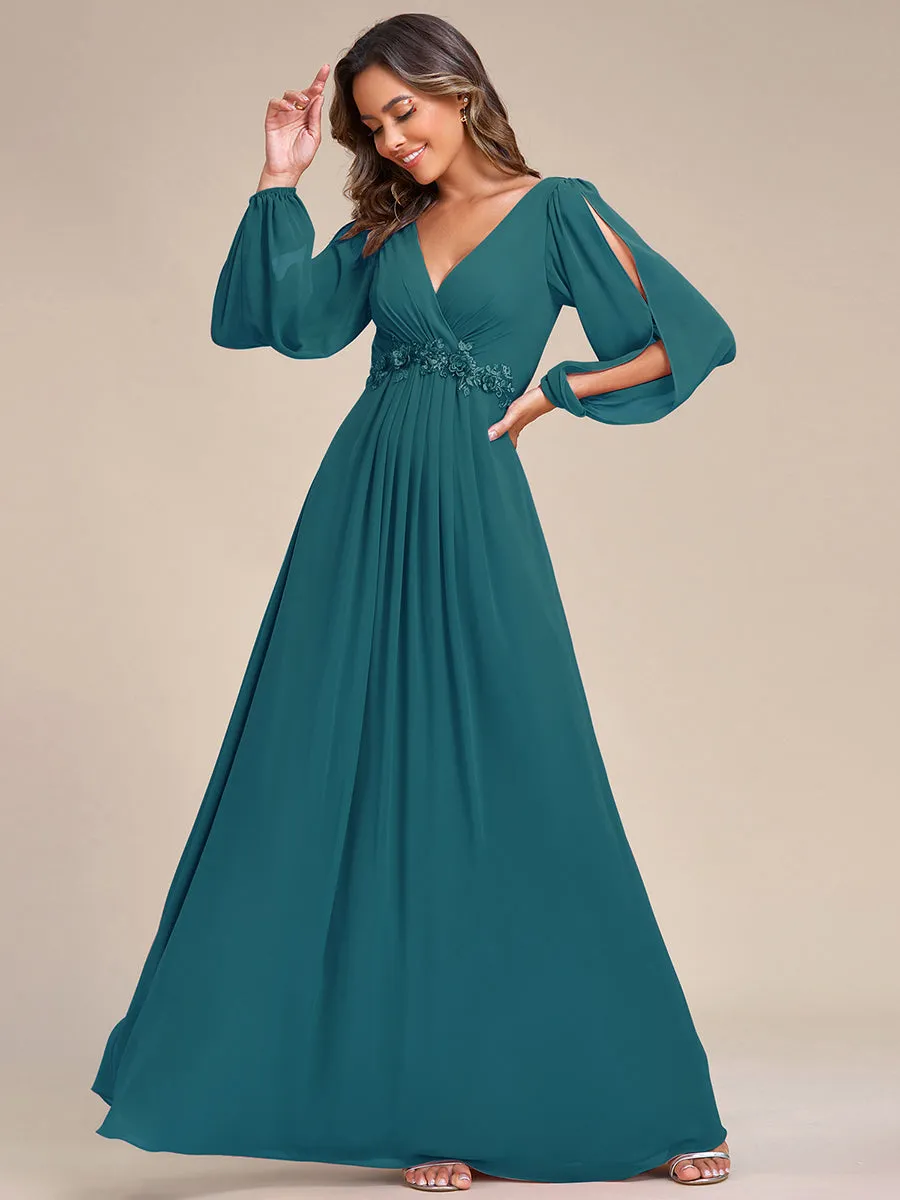 Floor Length Long Lantern Sleeves Wholesale Formal Dresses