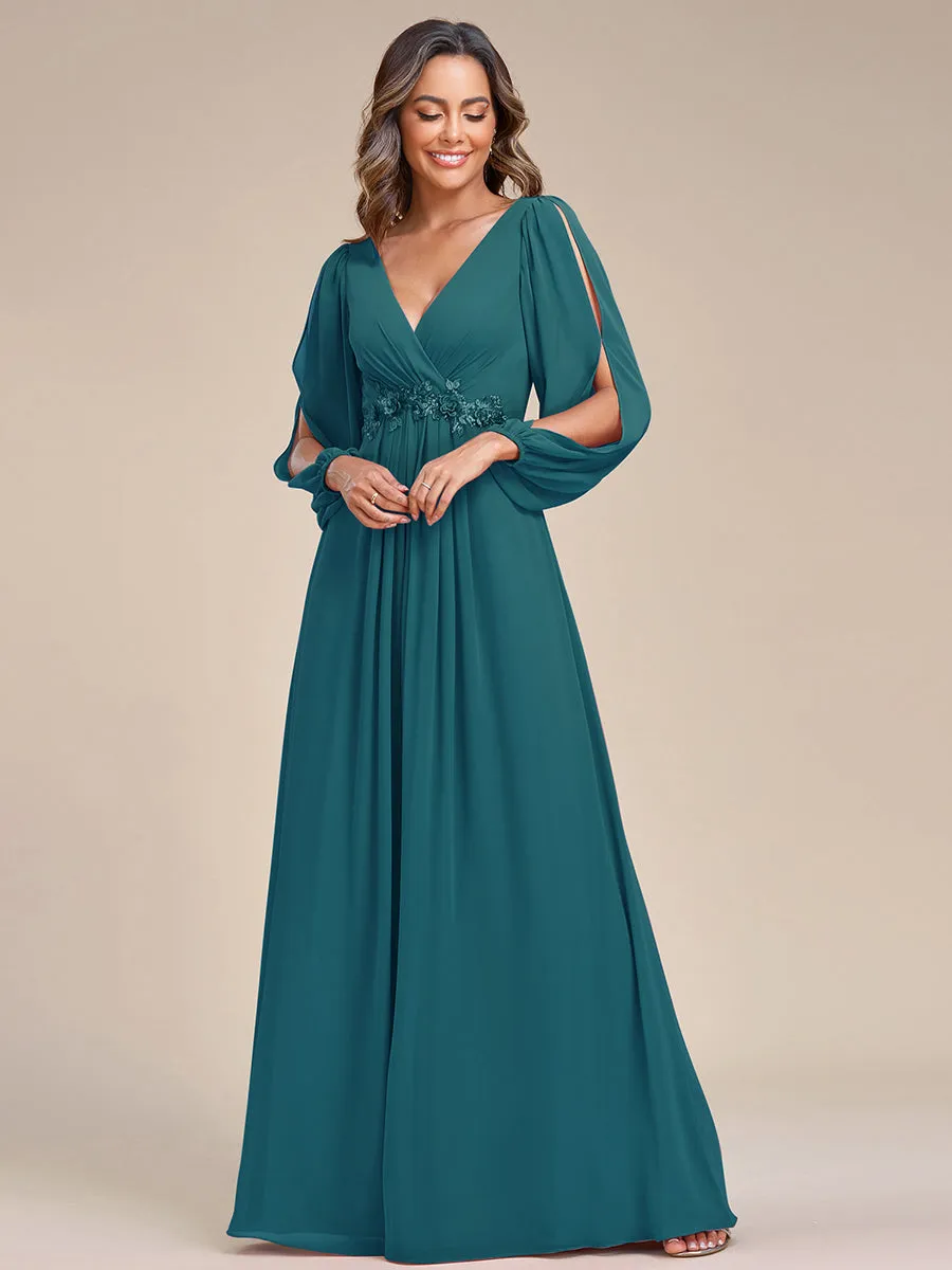 Floor Length Long Lantern Sleeves Wholesale Formal Dresses