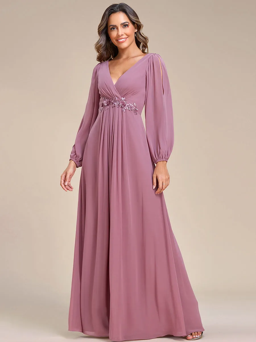 Floor Length Long Lantern Sleeves Wholesale Formal Dresses