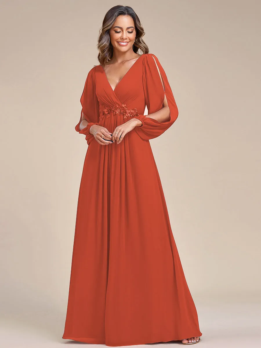 Floor Length Long Lantern Sleeves Wholesale Formal Dresses