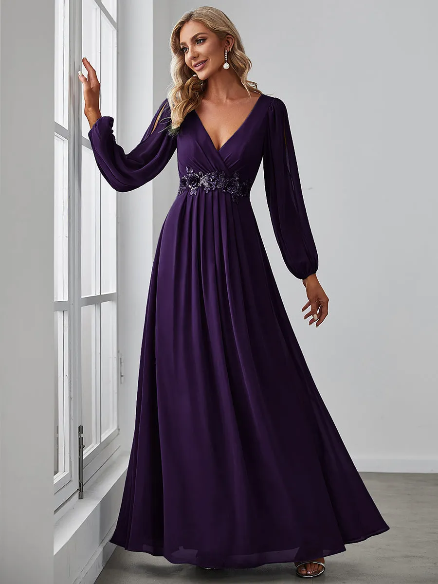 Floor Length Long Lantern Sleeves Wholesale Formal Dresses