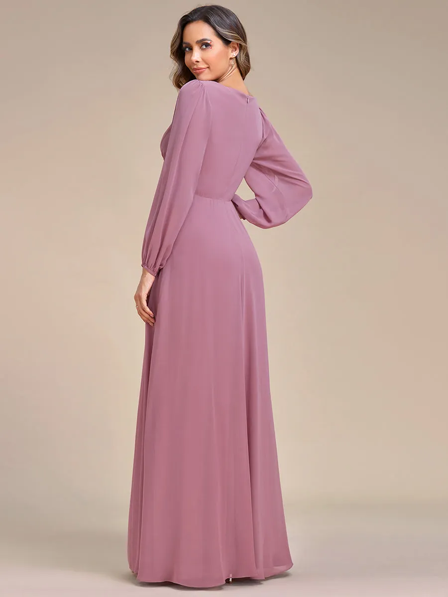 Floor Length Long Lantern Sleeves Wholesale Formal Dresses