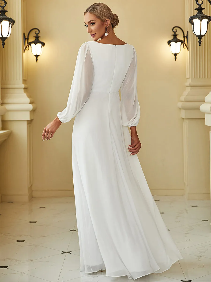 Floor Length Long Lantern Sleeves Wholesale Formal Dresses