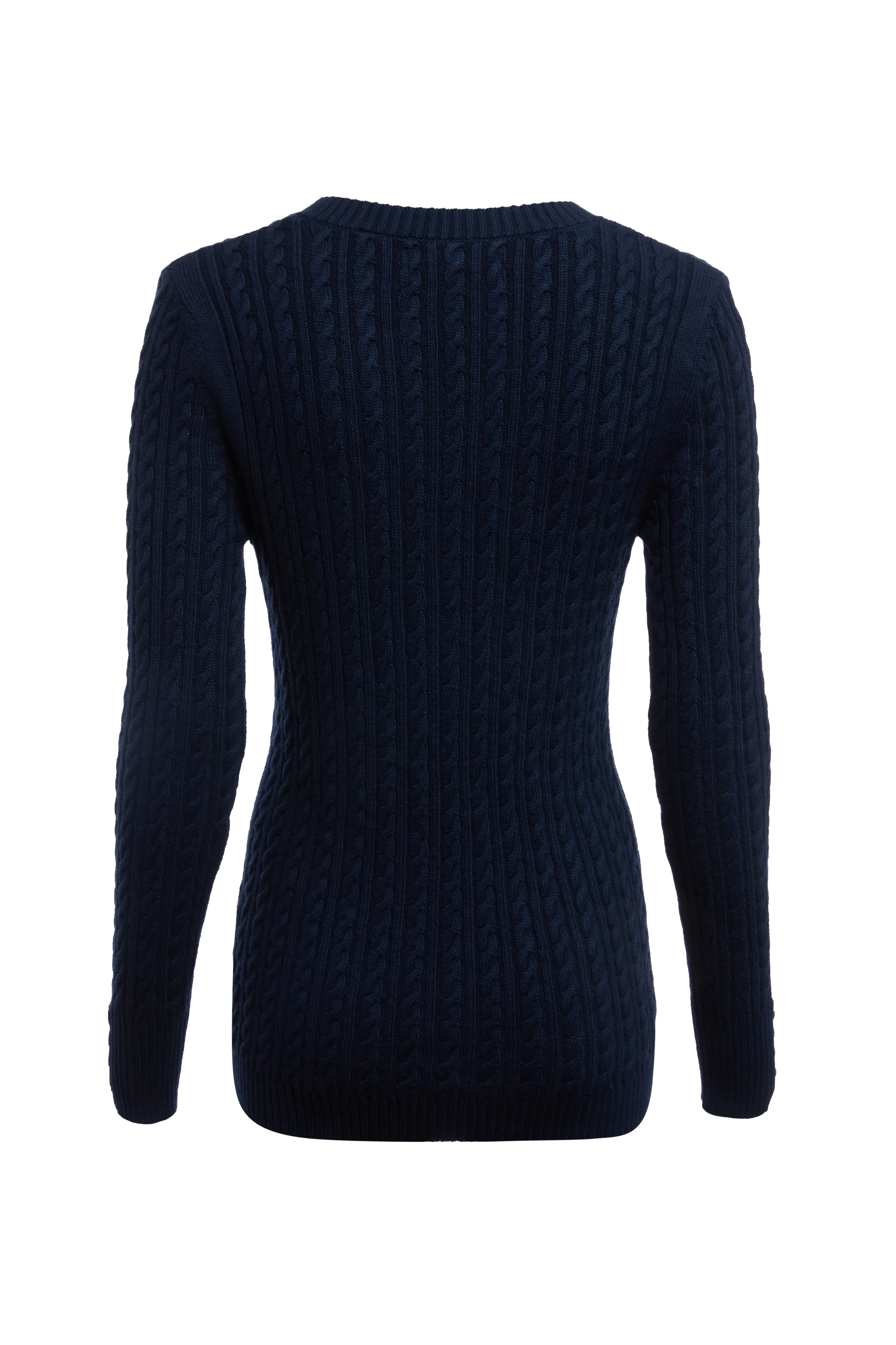 Holland Cooper Seattle Cable V Neck Knitwear in Ink Navy