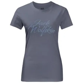 Jack Wolfskin Women's Brand Tee Shirt - Pebble Grey