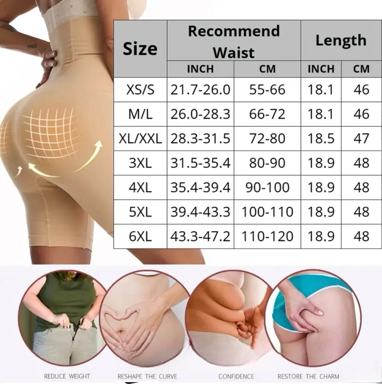 Lady Fitness Belly Control Seamless Boyshorts Sexy M/L