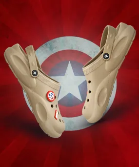 Marvel Captain America EVMK10923 Men's Casual Beige Clogs | Stylish Waterproof, Lightweight Clogs for Men with Durable Anti-Skid Sole | Ideal for Outdoor Use