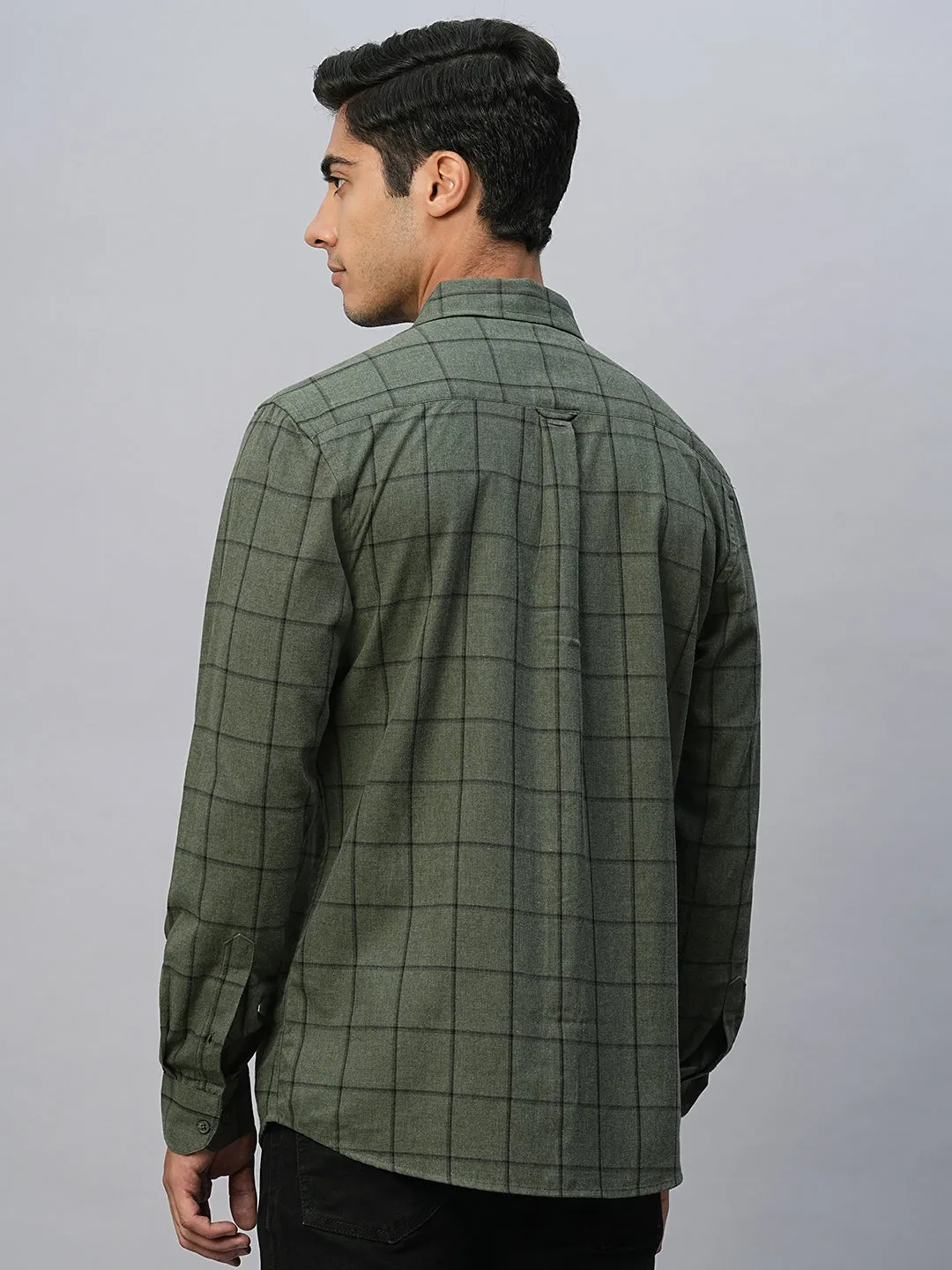 Men's Green Cotton Regular Fit Shirt