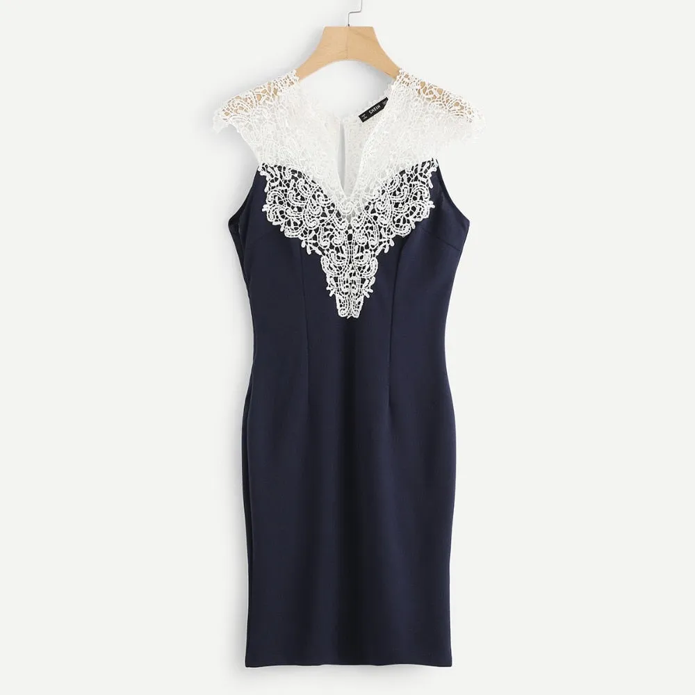 Navy Floral Lace Yoke Form