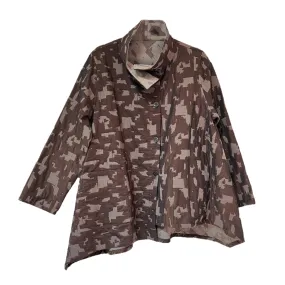 NUNO Reversible Asymmetrical Jacket: "Woodchips" (Mahogany Brown/Oak Taupe)