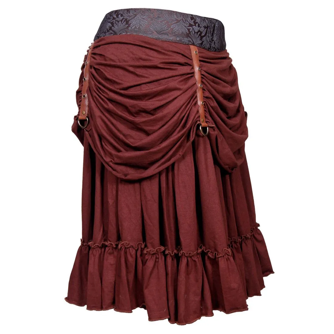 Roseanne Poly Brocade Mid Length Steampunk Skirt