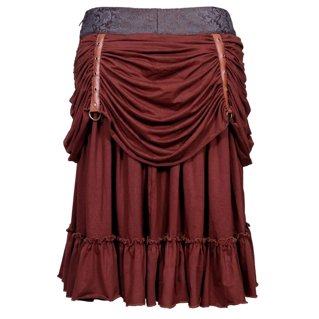 Roseanne Poly Brocade Mid Length Steampunk Skirt