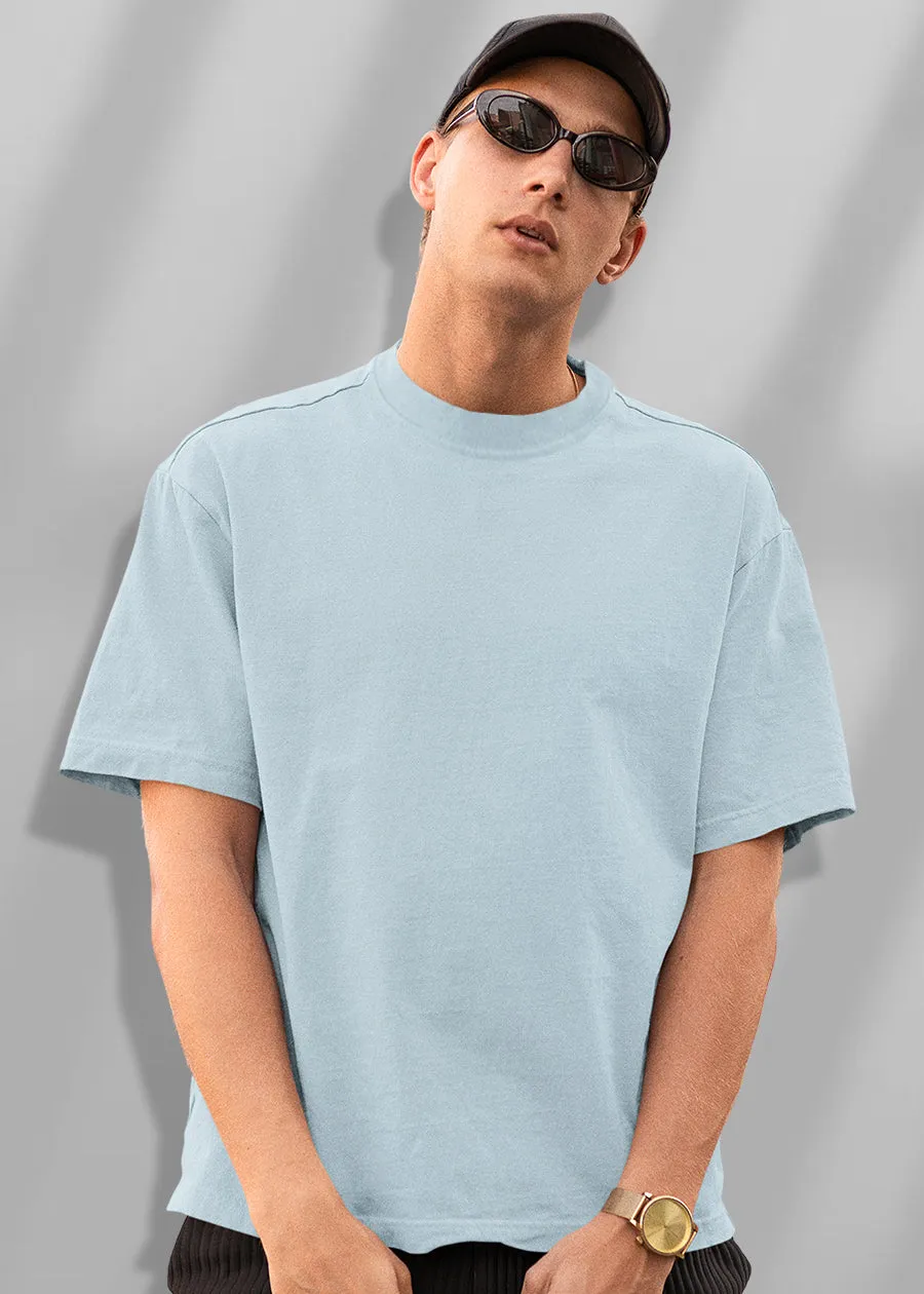 Solid Men Oversized T-Shirt - Sky