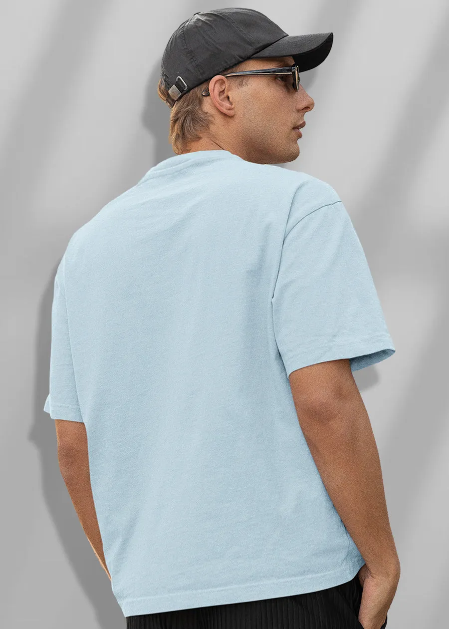 Solid Men Oversized T-Shirt - Sky