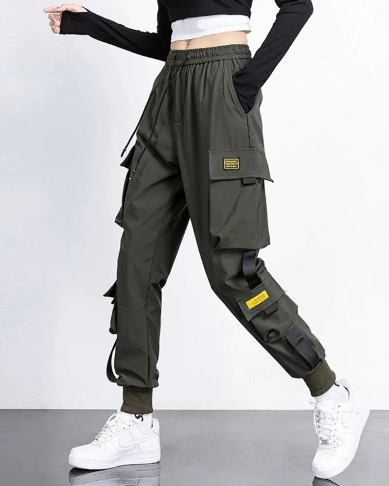 Techwear High-Street Black Cargo Pants