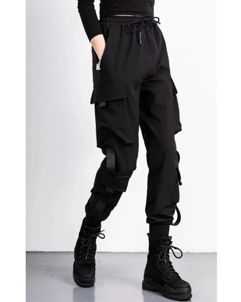 Techwear High-Street Black Cargo Pants