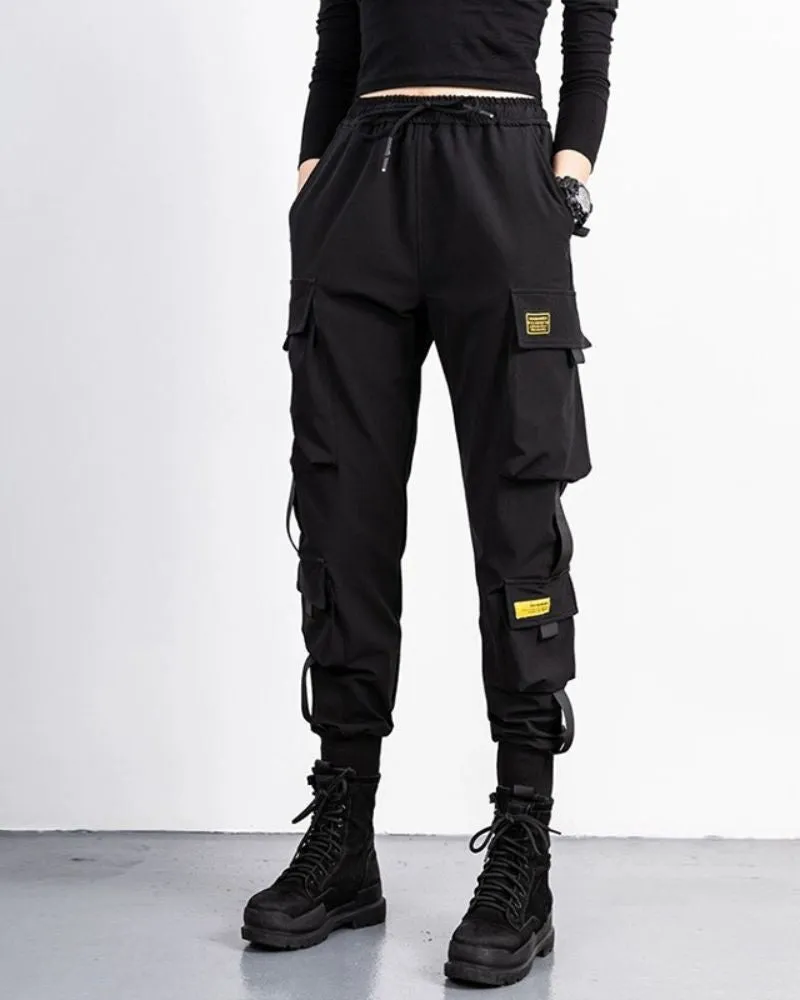 Techwear High-Street Black Cargo Pants