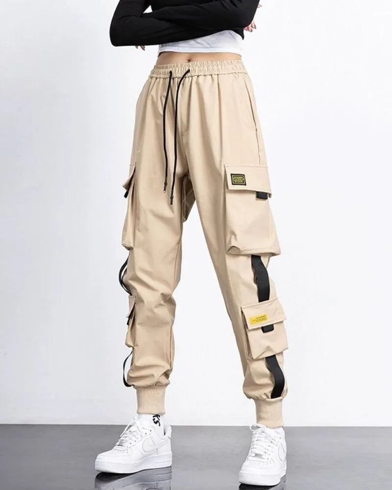 Techwear High-Street Black Cargo Pants