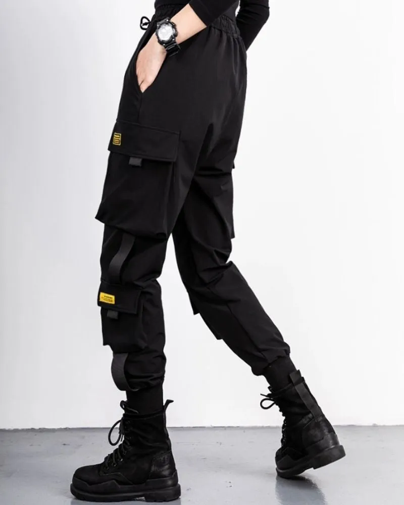 Techwear High-Street Black Cargo Pants