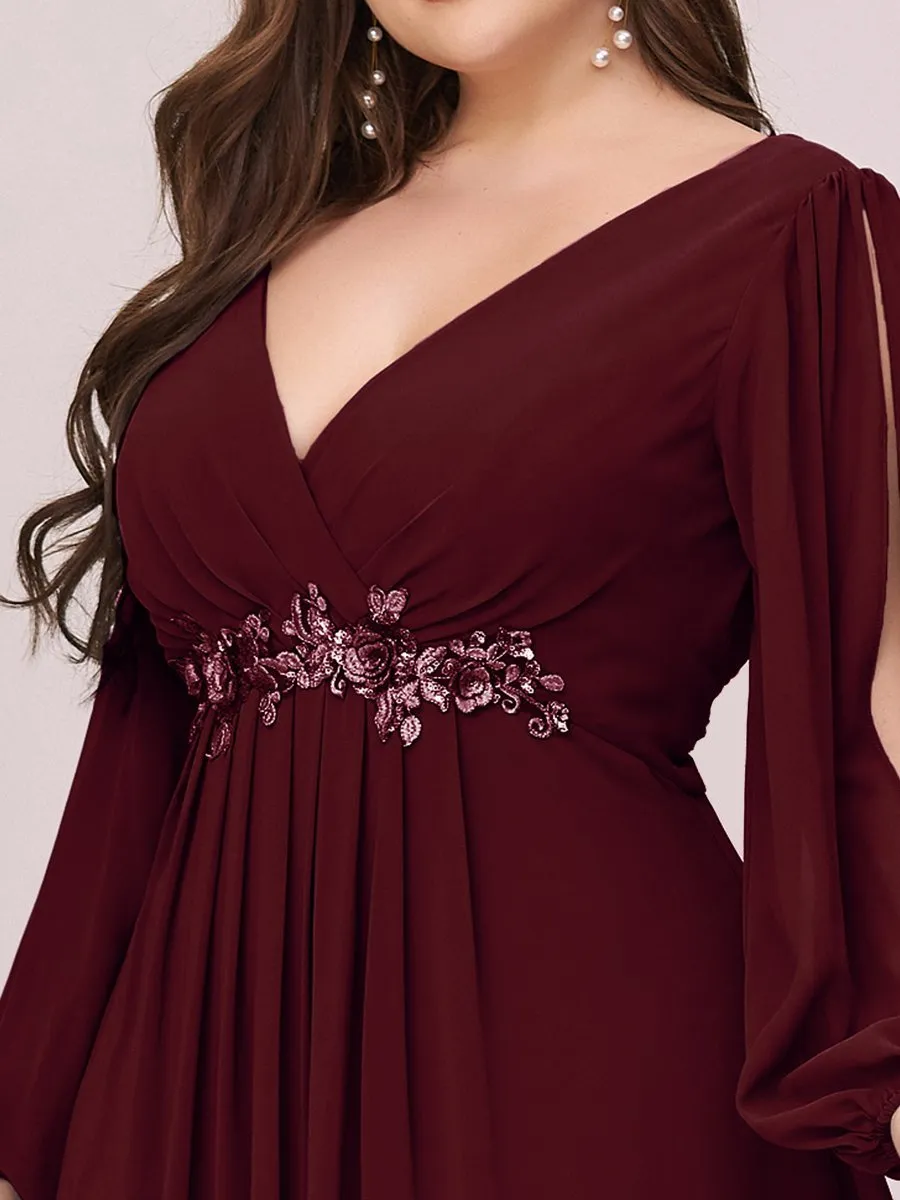 Wholesale Chiffon Plus Size Evening Dresses with Long Lantern Sleeves