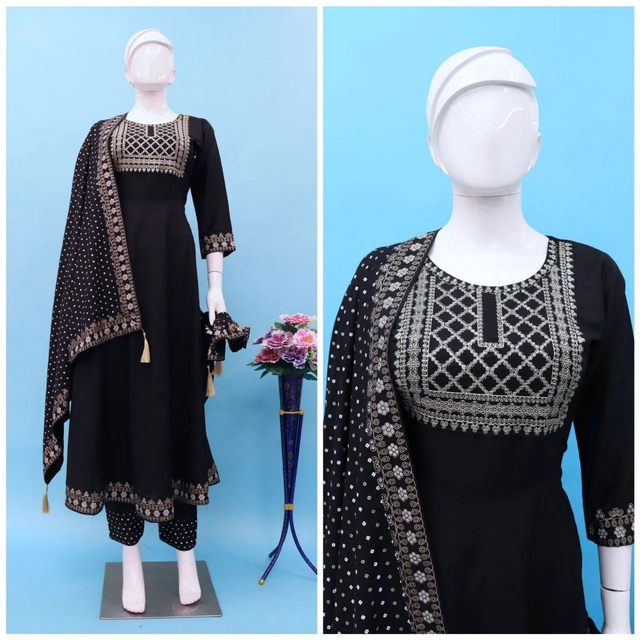 Women Embroidery Kurti Pant with Dupatta set