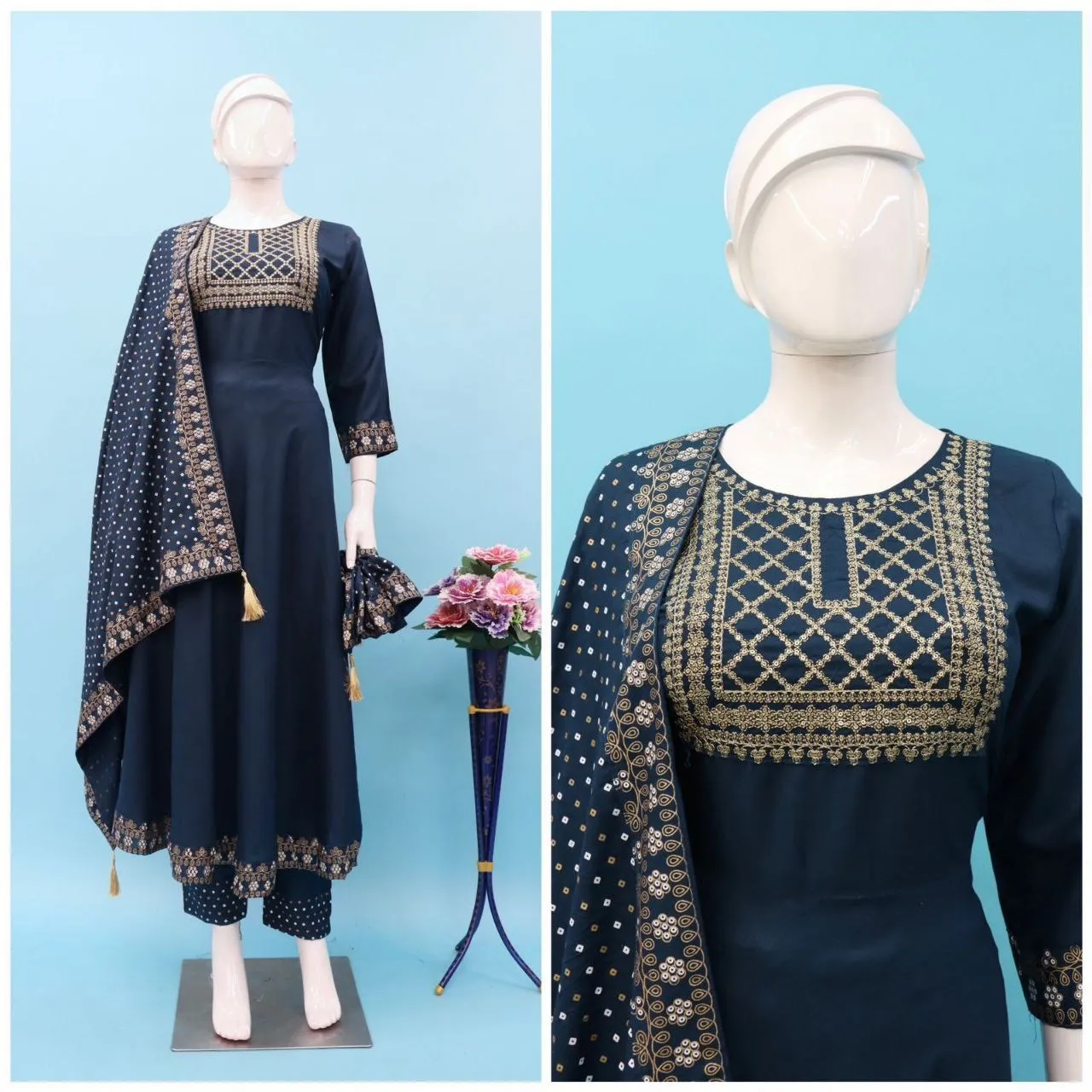 Women Embroidery Kurti Pant with Dupatta set